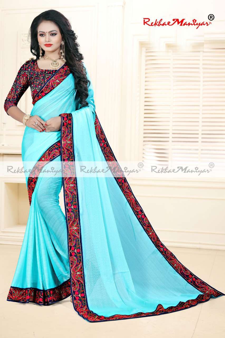 Silk Traditional Prints Banarasi Bordered Saree - Georgette Material, Hand Embroidery Work | Ideal For Daily Wear, Work Wear, And Casual Occasions