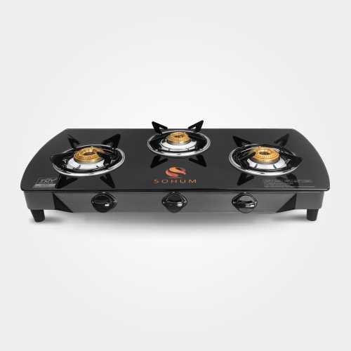 3 Burner Black Gas Burners With Safety Device