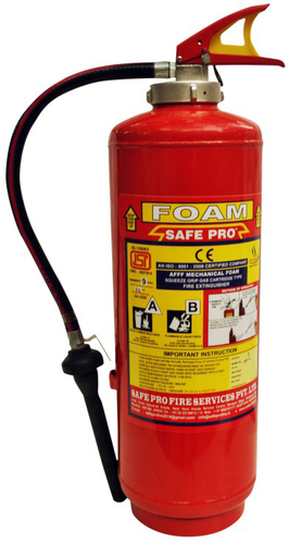 M.Foam Fire Extinguisher - 9 LITRE ISI Marked, Fully Refillable with Controlled Discharge & Squeeze Grip Operation, Supplied with Wall Bracket