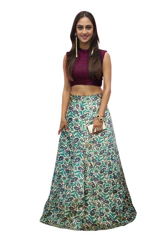 Round Lehenga - Fits All Girls (Up to 42), Unstitched Blouse (0.80 Mtr)