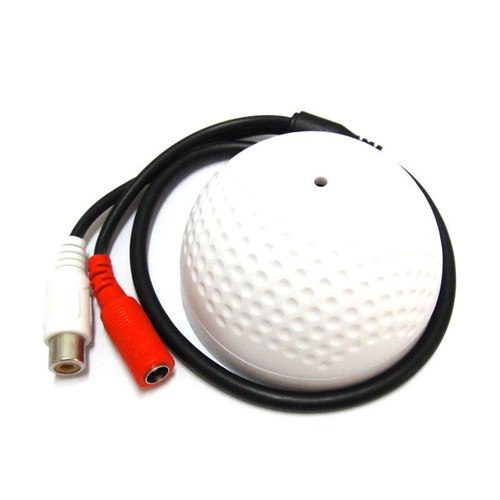 Audio Mic Dome Type For CCTV - Wired Dome Type Audio Microphone for Surveillance, 5-10 Meter Range, White Color