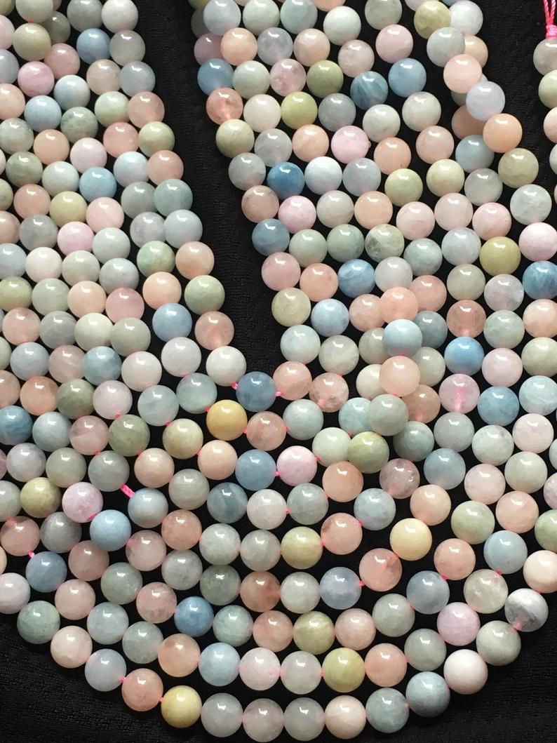 Fine Quality Multi Morganite 8mm Round Beads,15 Inch Strand Grade: A