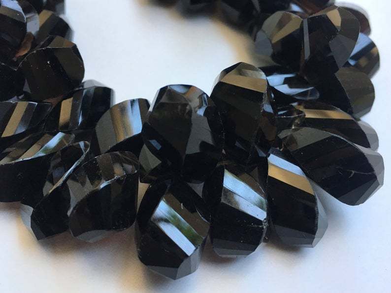 Smokey Quartz Twisted Briolette Beads - 8 Inch Strand, 9-11mm Natural Black Stone, Grade A Quality, Perfect For Dangle Drop Earrings And Pendants
