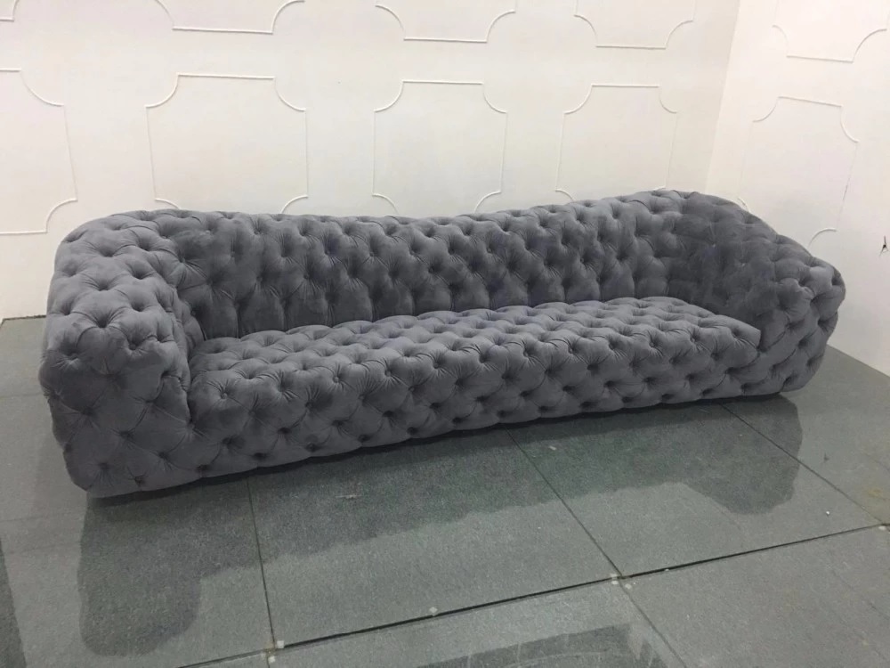 Wooden Sofa Set - Solid Wood, Four-seater, Three-seater, Five-seater Arrangements, Various Colors Including Grey, Blue, White, Black, Soft Cushion Padding For Elevated Comfort, Easy-clean Elevated Legs