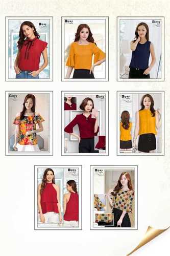 Ladies Top - Limited Edition Rayon Fabric, Size M & XL, Printed Design with Ribbons & Sequins, Washable for Ages 15 to 45