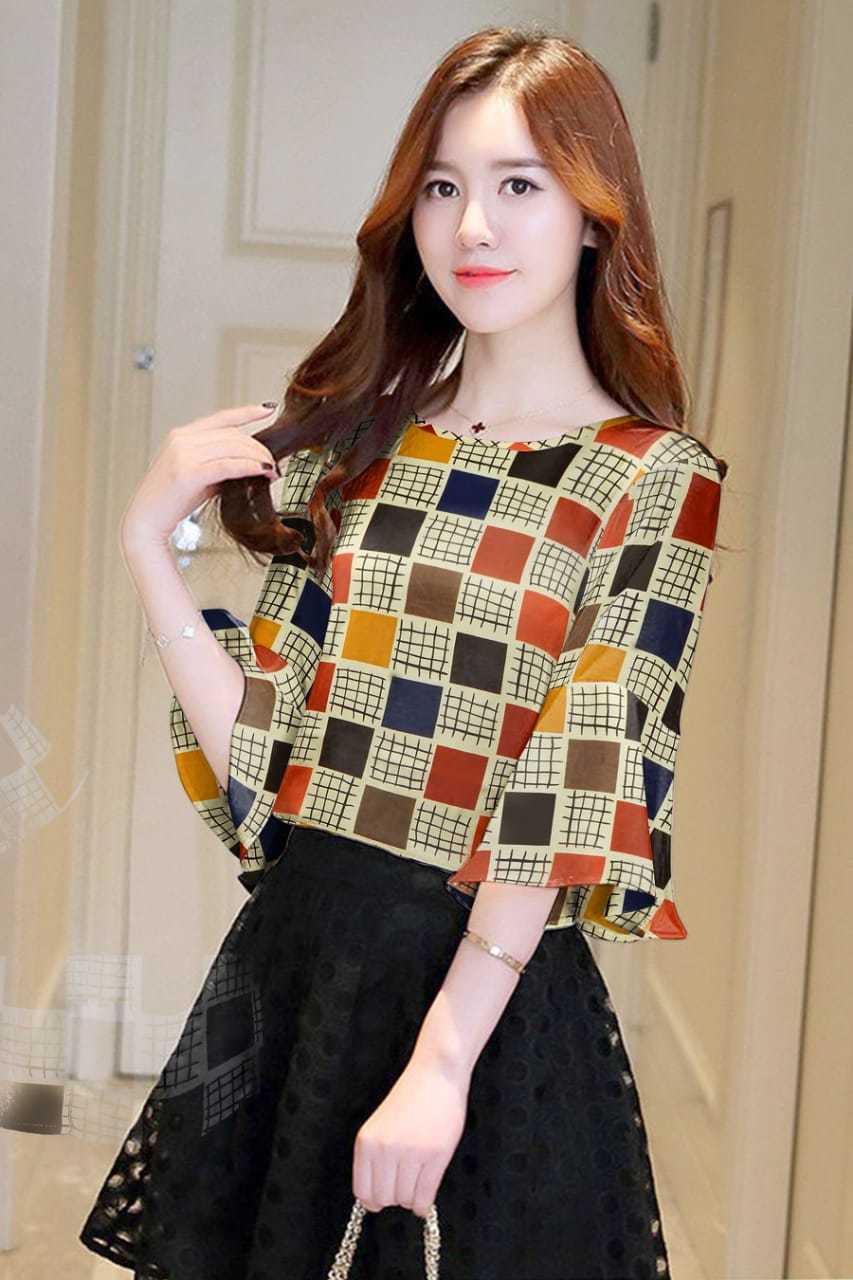 Ladies Top - Limited Edition Rayon Fabric, Size M & Xl, Printed Design With Ribbons & Sequins, Washable For Ages 15 To 45
