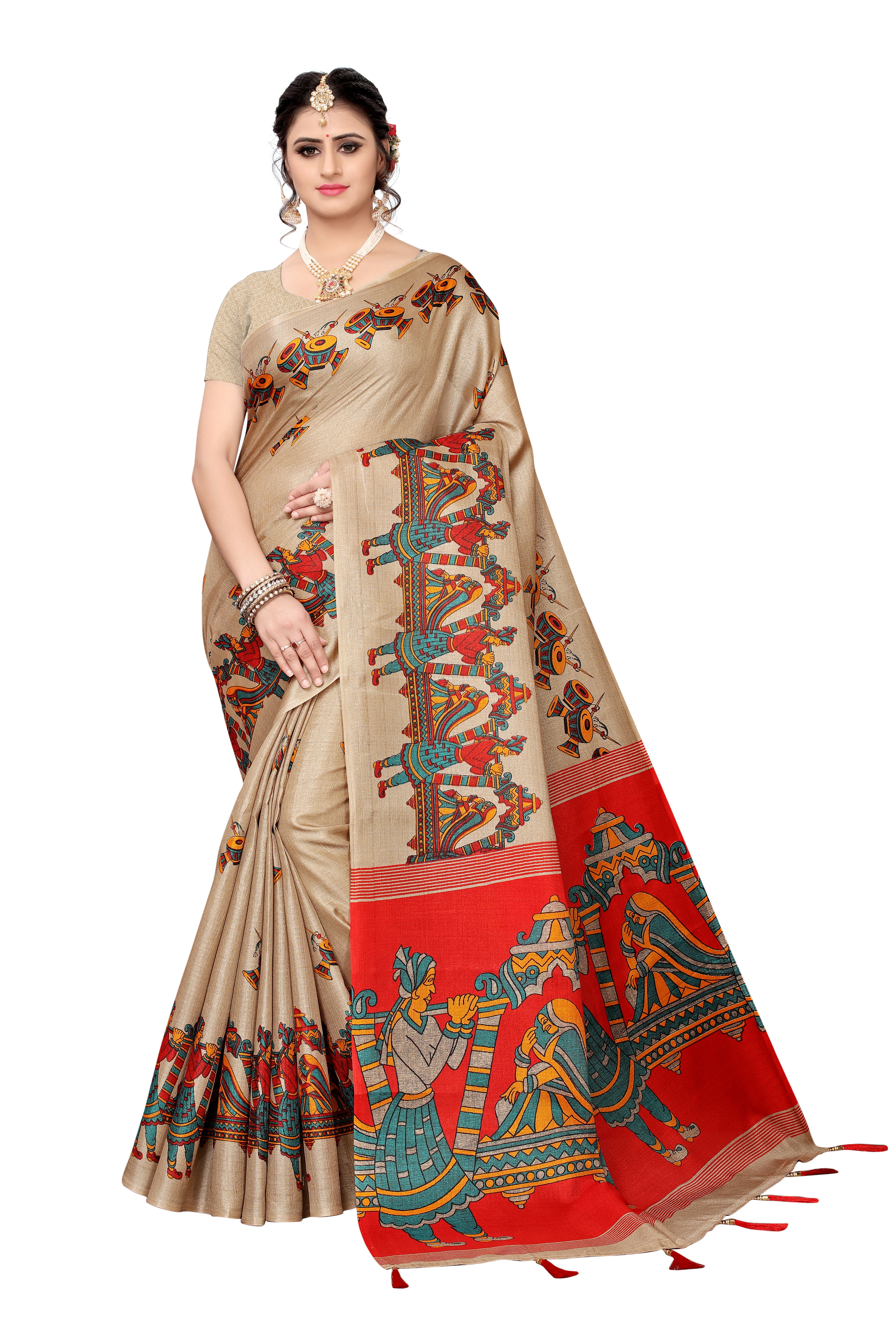 Fancy Silk With Latkan Saree - Khadi Silk Length: 6.3 Mtr Blouse Length: 0.8 Mtr | Color: All Pattern: Printed Season: Rainy Spring Summer Winter