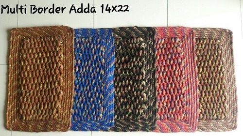 Braided Cotton Door Mat - Rectangle Shape, Multi-Colored Printed Pattern | Anti-Slip, Quick Drying, Washable