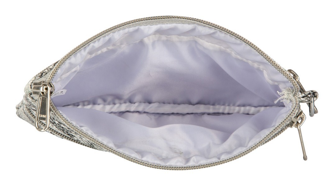 Pu 316 Shining Snake White Wristlet Bag