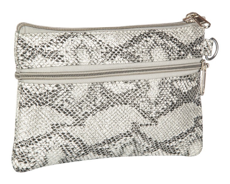Pu 316 Shining Snake White Wristlet Bag