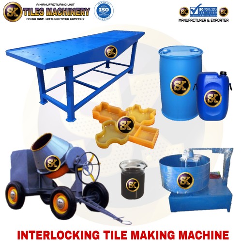 Interlocking Tiles Making Machine - Vibration Table Size 10x2.5 to 12x3, Blue | Heavy Duty Design, Low Maintenance Cost, Lifetime Warranty, 2000 to 4000 Pcs Per Day Production