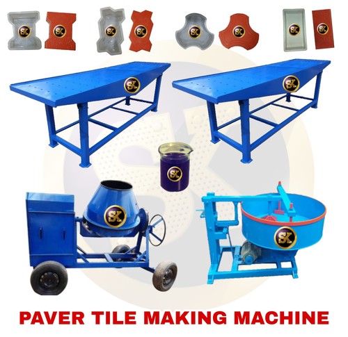 Interlocking Tiles Making Machine - Durable Welding Craft Design, Vibration Table Sizes 10x2.5 to 12x3, Blue Color | 2000-4000 Pcs Per Day Capacity, Lifetime Warranty, Heavy Duty Performance, Low Maintenance Cost