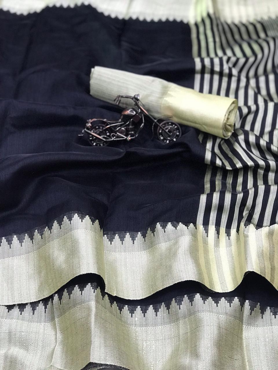 Raw Silk Saree With Weaving Pallu