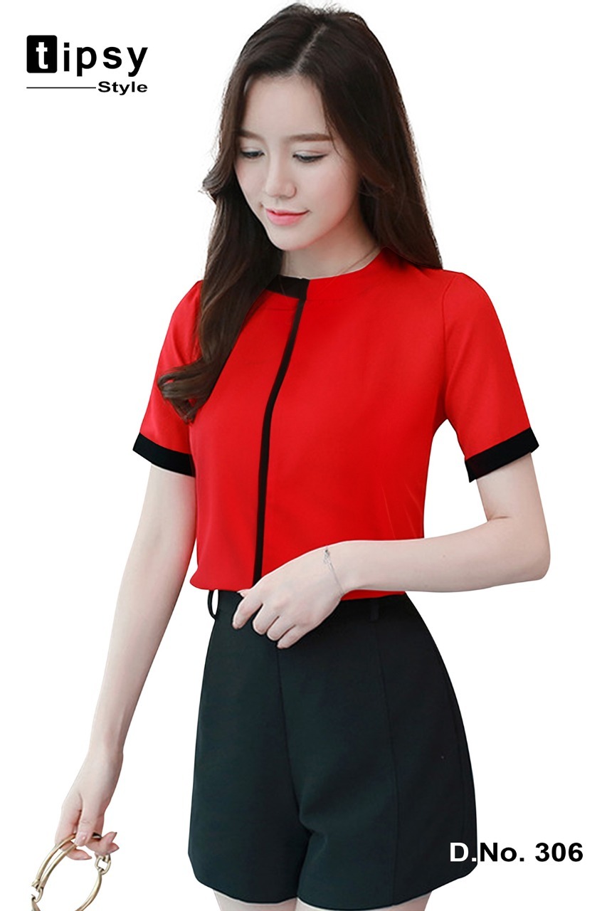 Ladies Top - Heavy American Crape, Available Sizes: M, Xl | Features: Ethnic Chinese Design, Short Long Sleeve, Beads, Cloths, Feather, Sequins Decoration