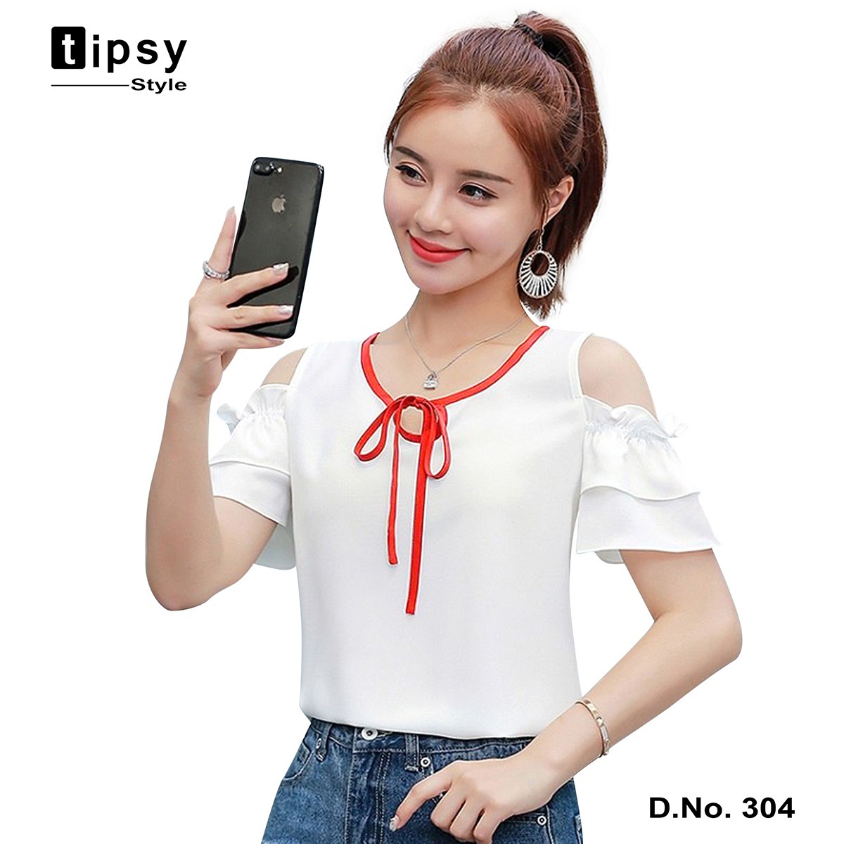 Ladies Top - Heavy American Crape, Available Sizes: M, Xl | Features: Ethnic Chinese Design, Short Long Sleeve, Beads, Cloths, Feather, Sequins Decoration