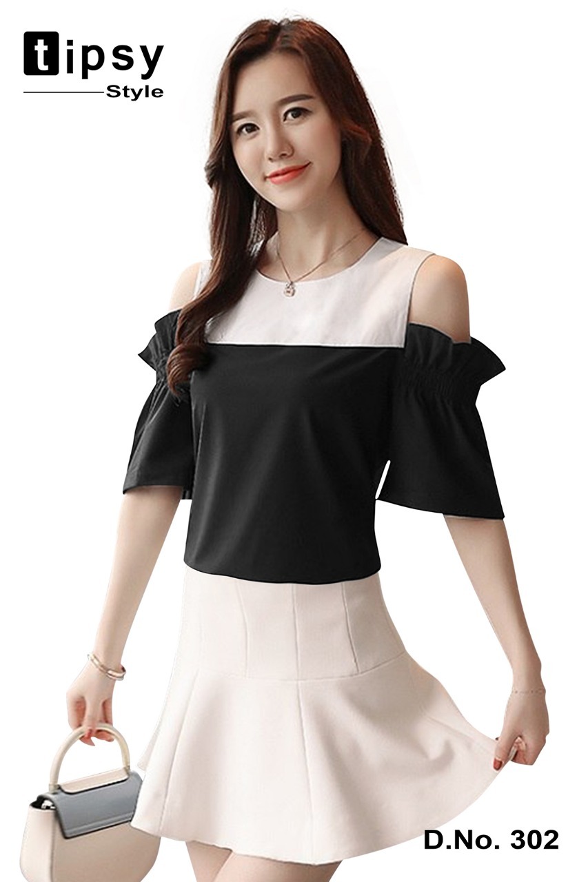 Ladies Top - Heavy American Crape, Available Sizes: M, Xl | Features: Ethnic Chinese Design, Short Long Sleeve, Beads, Cloths, Feather, Sequins Decoration