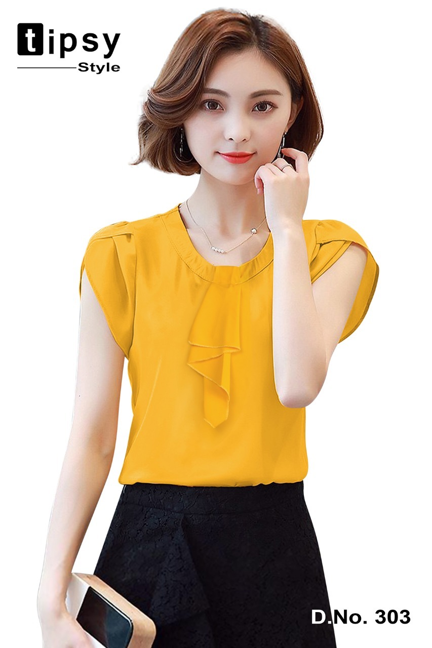 Ladies Top - Heavy American Crape, Available Sizes: M, Xl | Features: Ethnic Chinese Design, Short Long Sleeve, Beads, Cloths, Feather, Sequins Decoration