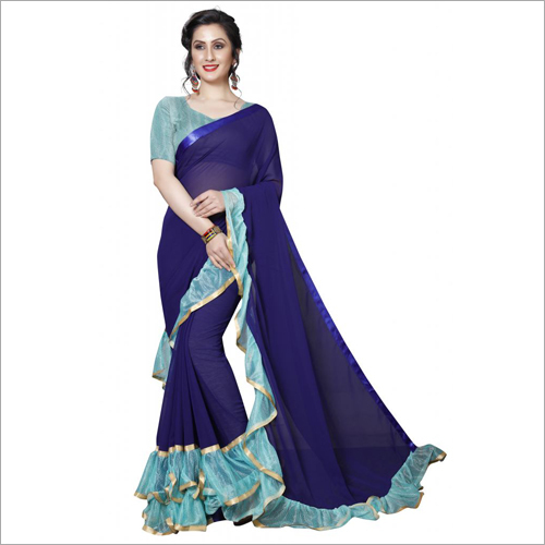 Available In Multicolour Fancy Ruffle Designer Saree Designer Sarees