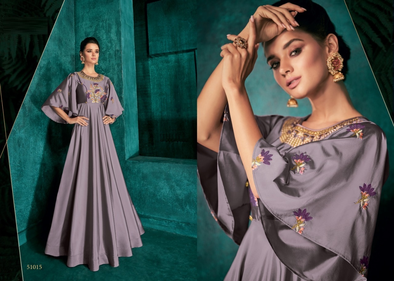 Indian Triva Silk With Heavy Embroidery Gown