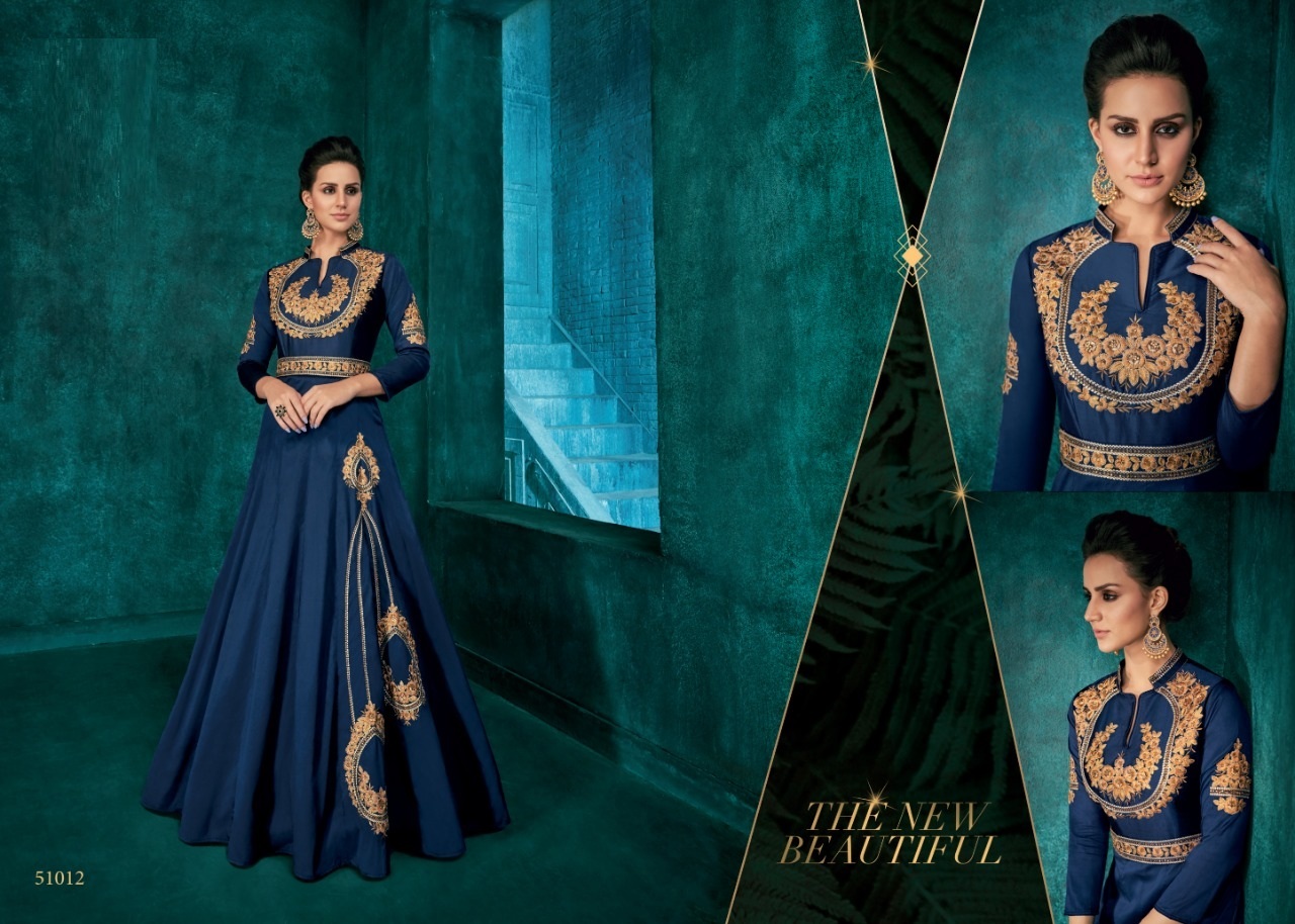 Indian Triva Silk With Heavy Embroidery Gown