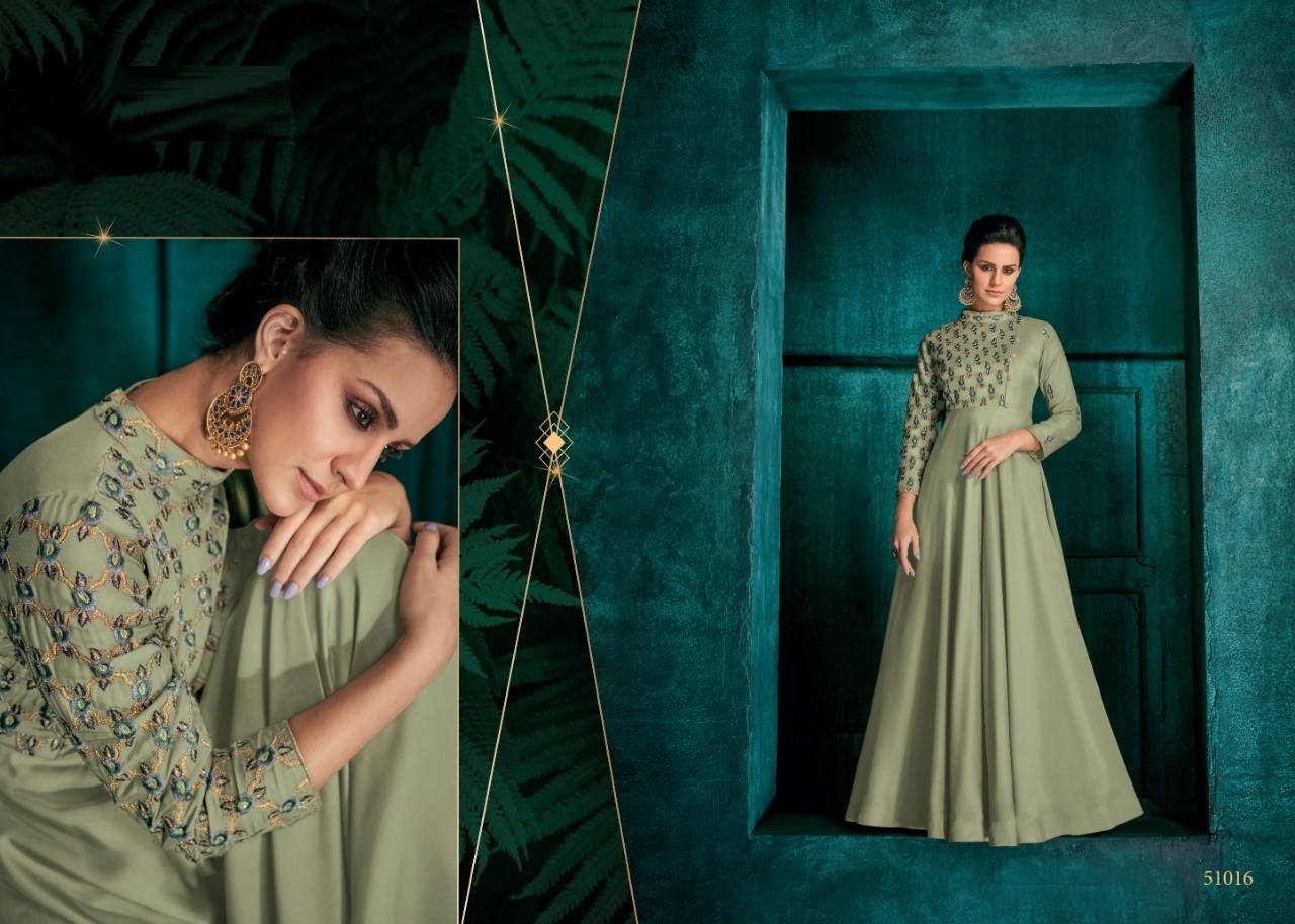 Indian Triva Silk With Heavy Embroidery Gown