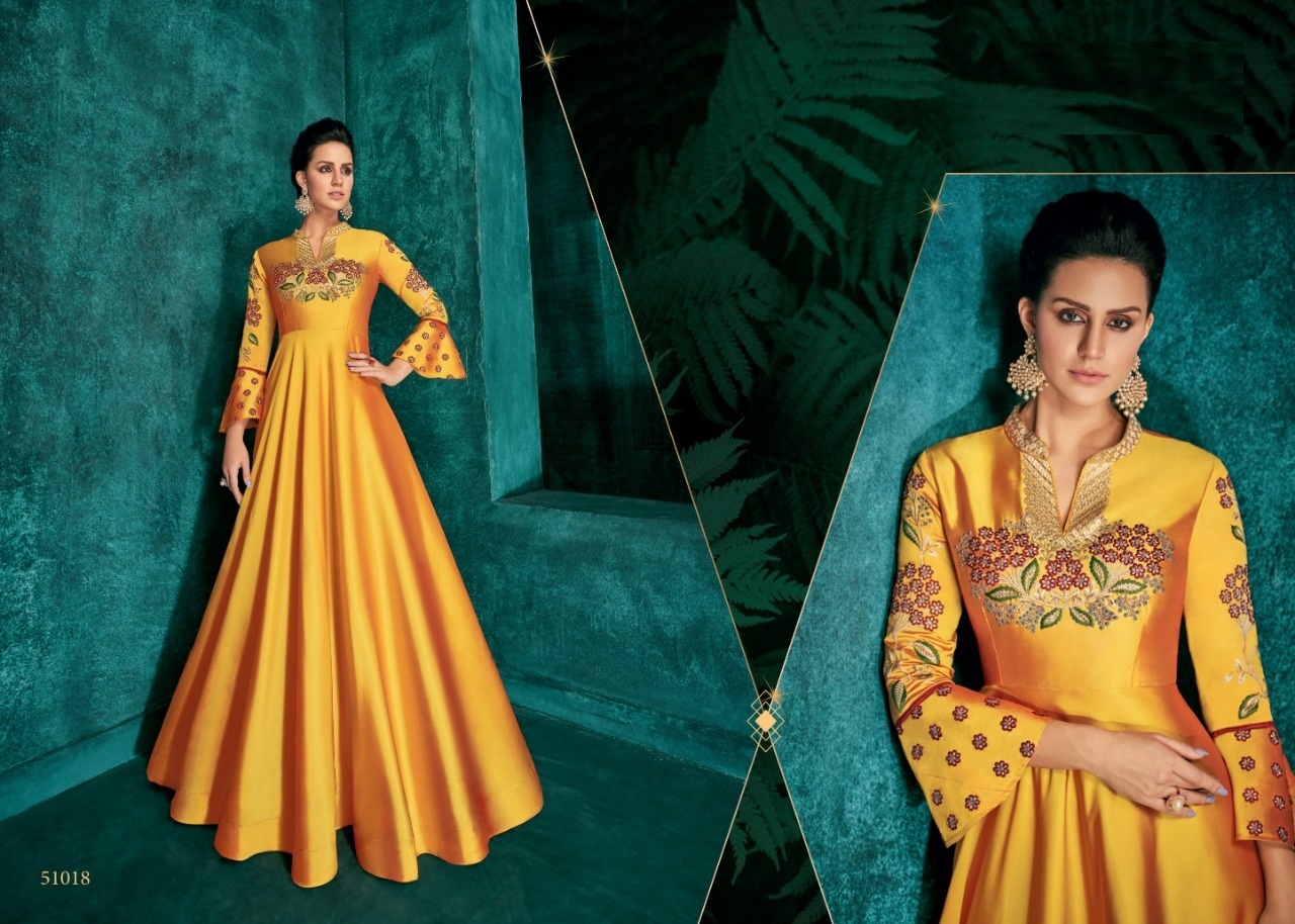 Indian Triva Silk With Heavy Embroidery Gown