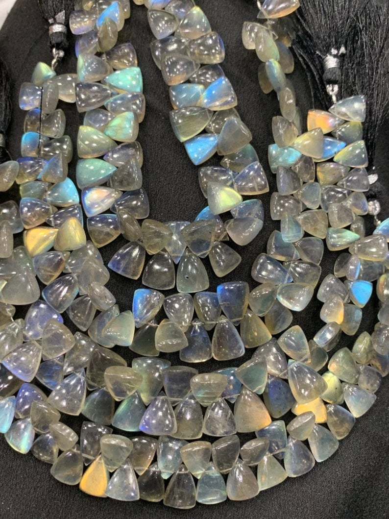 8 Inchlabradorite Triangle Shape Side Drilled Beads,8/10-9/12mm Grade: A