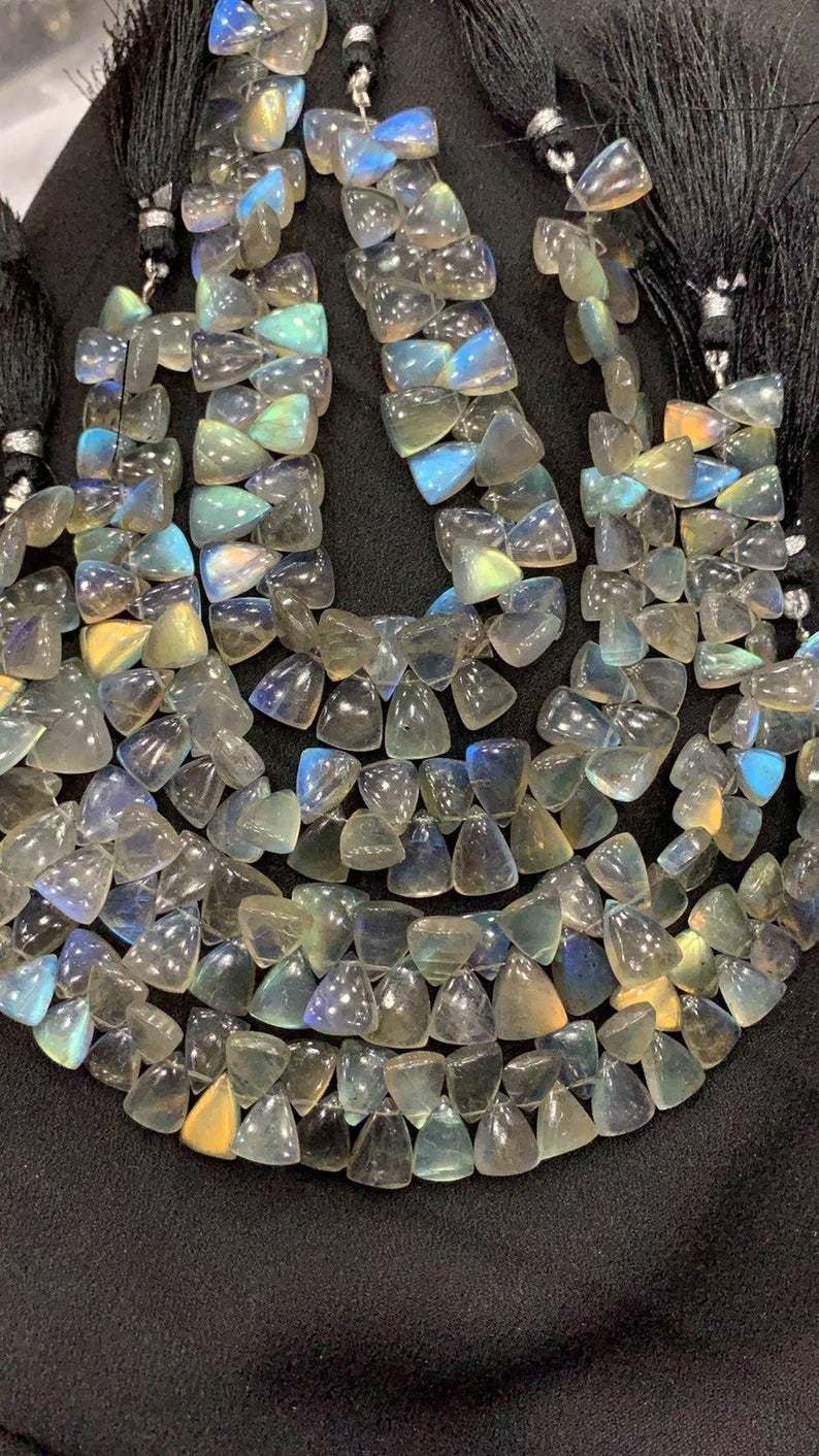 8 Inchlabradorite Triangle Shape Side Drilled Beads,8/10-9/12mm Grade: A