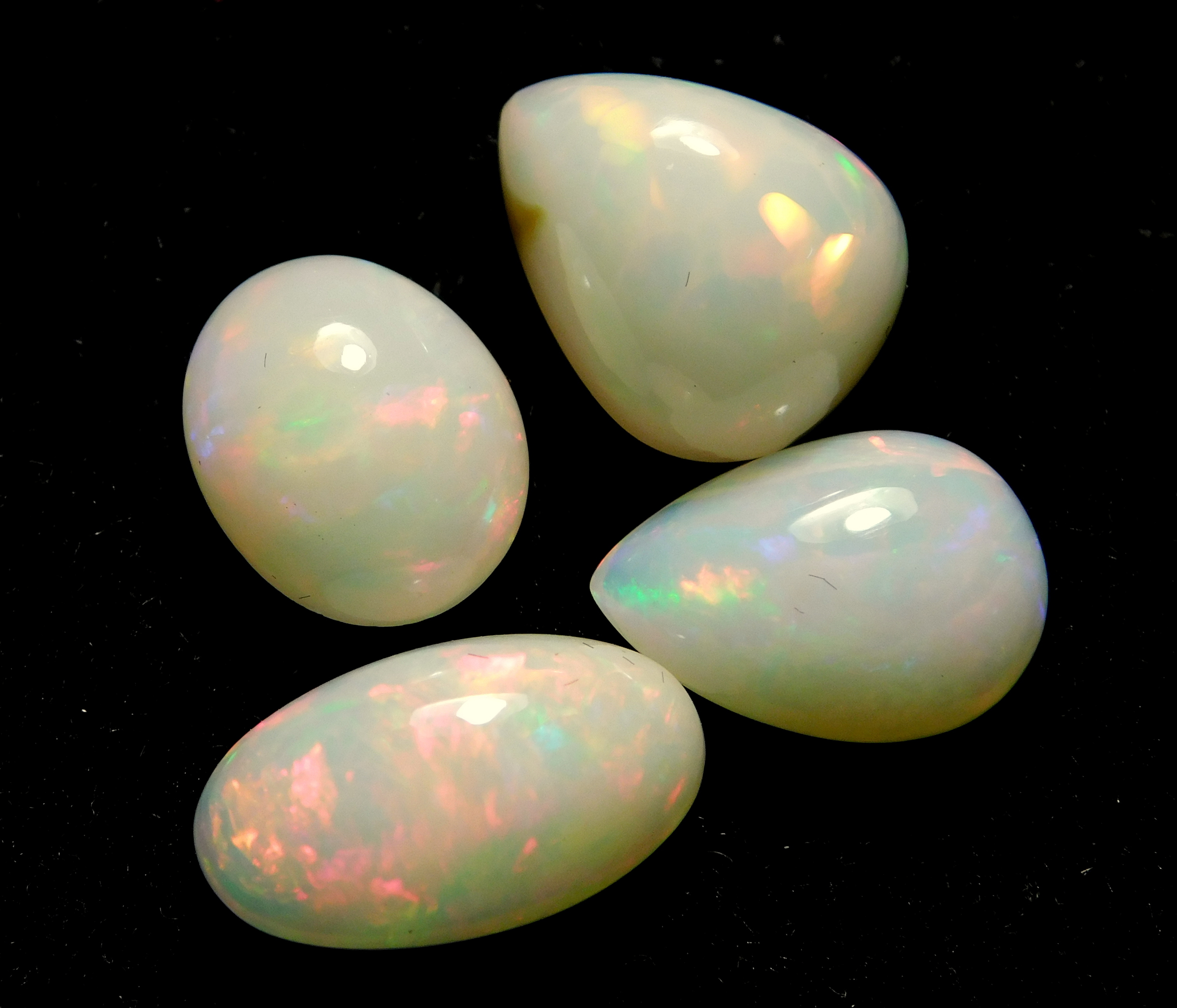 Opal - 10.30 Carat Mix Lot, Natural Welo Fire Ethiopian Opal, 8.5-12 Mm, 4 Pieces