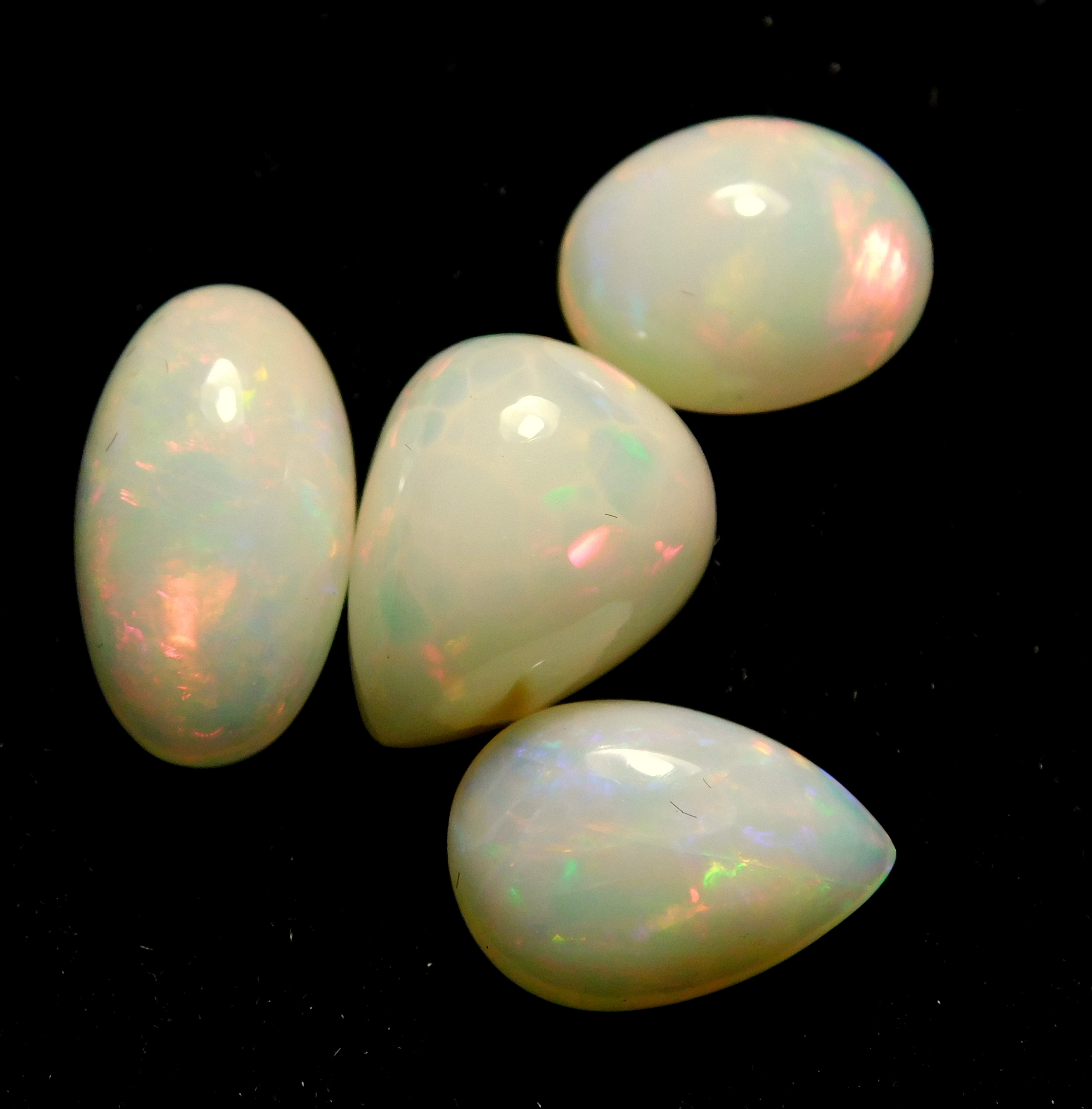 Opal - 10.30 Carat Mix Lot, Natural Welo Fire Ethiopian Opal, 8.5-12 Mm, 4 Pieces