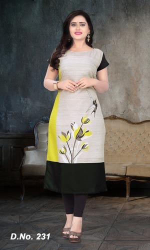 Crepe Kurtis - Soft Crepe, Sizes M(38)-XXXL(46), Multi-Color, Printed Pattern, Short Sleeve | Plus Size, Washable, Ethnic Style for Daily Wear