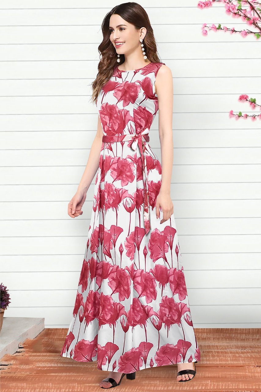 Floral Western Dress For Ladies - Color: 1