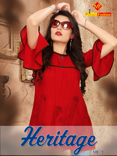 क्विक ड्राई रेयन डिज़ाइनर शॉर्ट टॉप