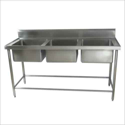 SS Three Sink Dish Wash Unit