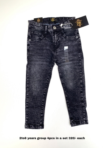 Boys Denims - Cotton Denim, Ages 2-8 Years, Black Colour, Trendy Style, Dyed Pattern for Winter Fashion