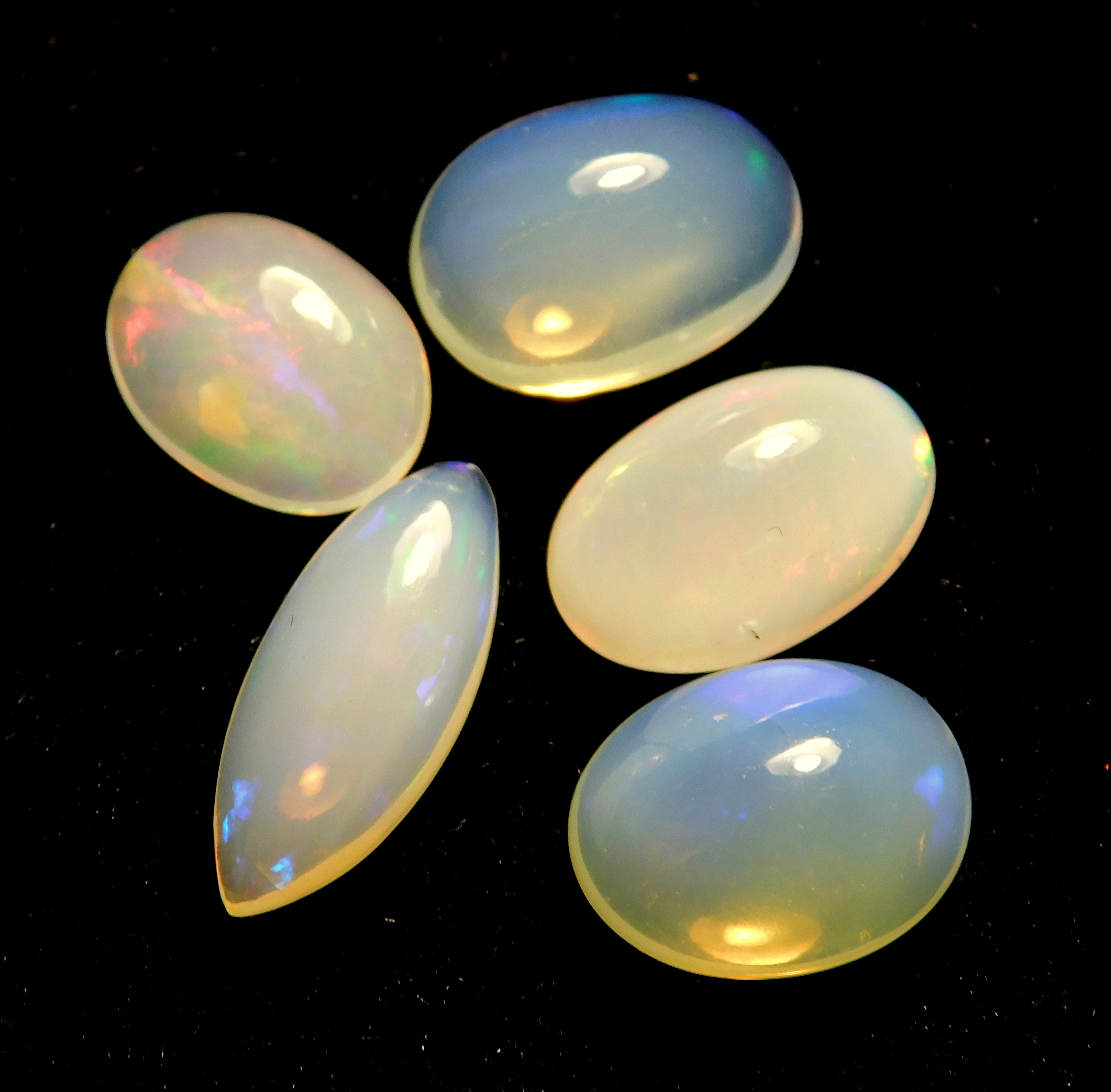 Opal - 9.80 Carat, 8x10 To 9x11.5 Mm Mix Lot | Natural Welo Fire Ethiopian Opal, 5 Pieces
