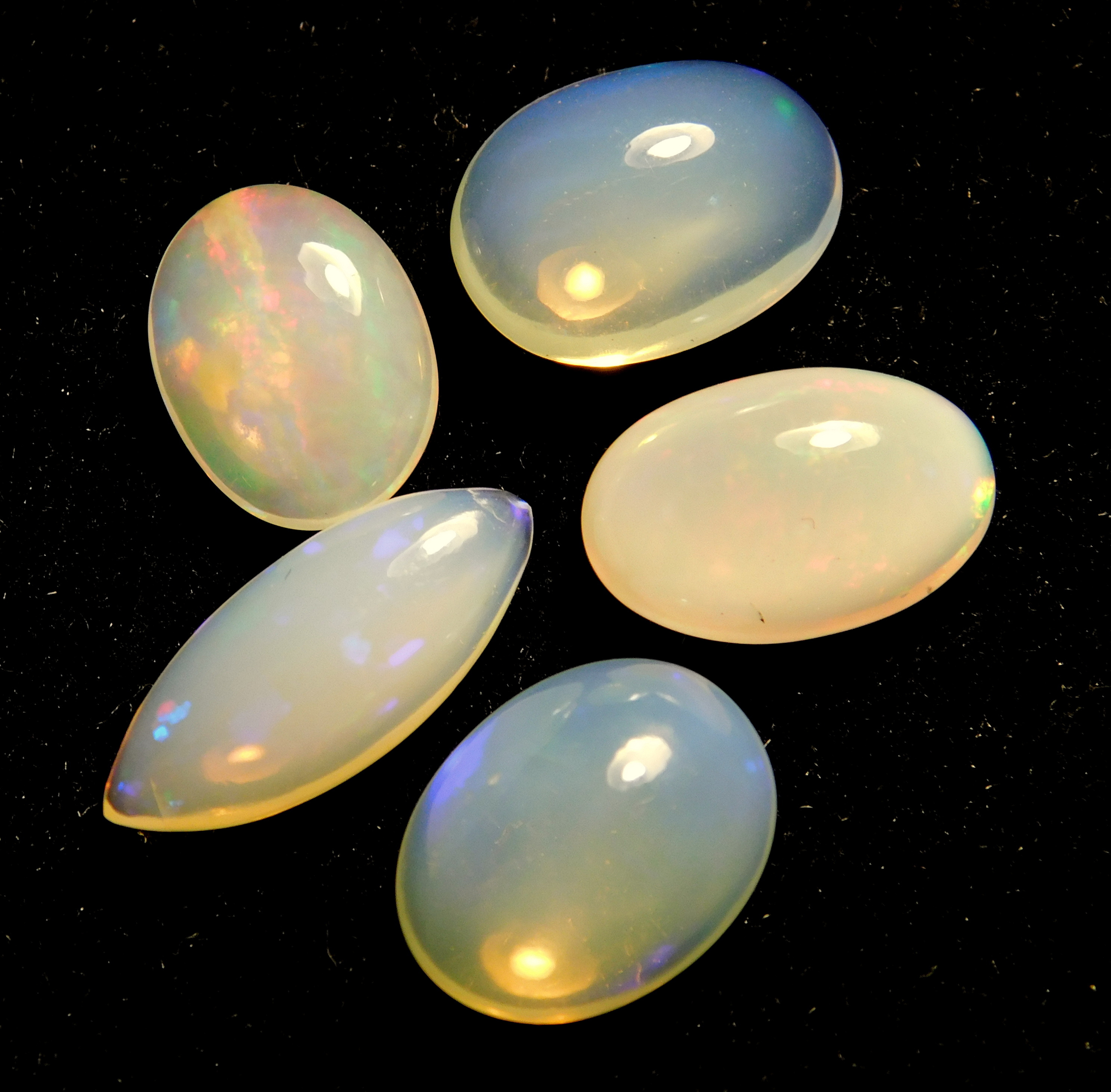 Opal - 9.80 Carat, 8x10 To 9x11.5 Mm Mix Lot | Natural Welo Fire Ethiopian Opal, 5 Pieces
