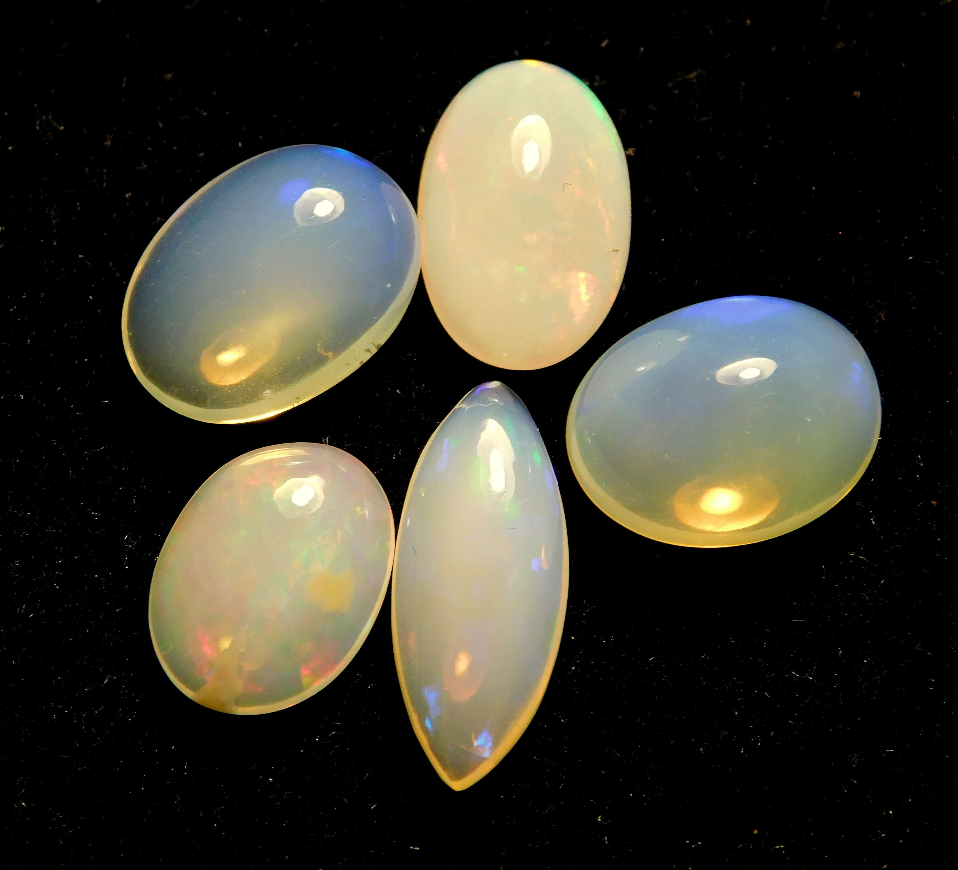 Opal - 9.80 Carat, 8x10 To 9x11.5 Mm Mix Lot | Natural Welo Fire Ethiopian Opal, 5 Pieces
