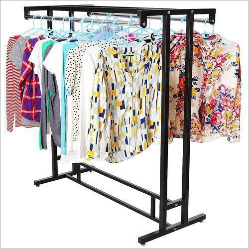 Garment Display Rack - Metal, 60 x 40 x 180 cm | Black Finish, 50 kg Load Capacity, 2 Rod Design, Easy Assembly