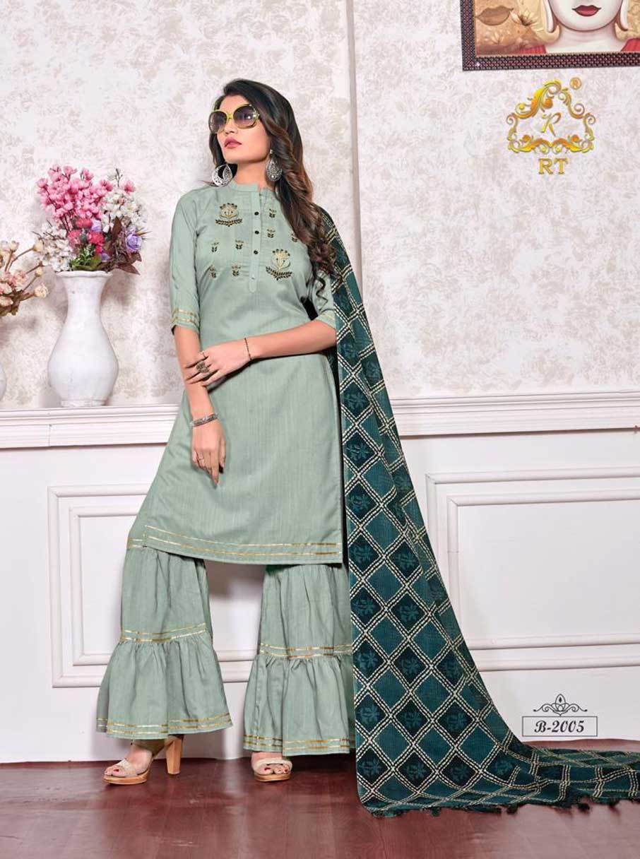 Dry Cleaning Rijiya Pastel Vol-2 Poly Rayon Kurti With Bottom Dupatta