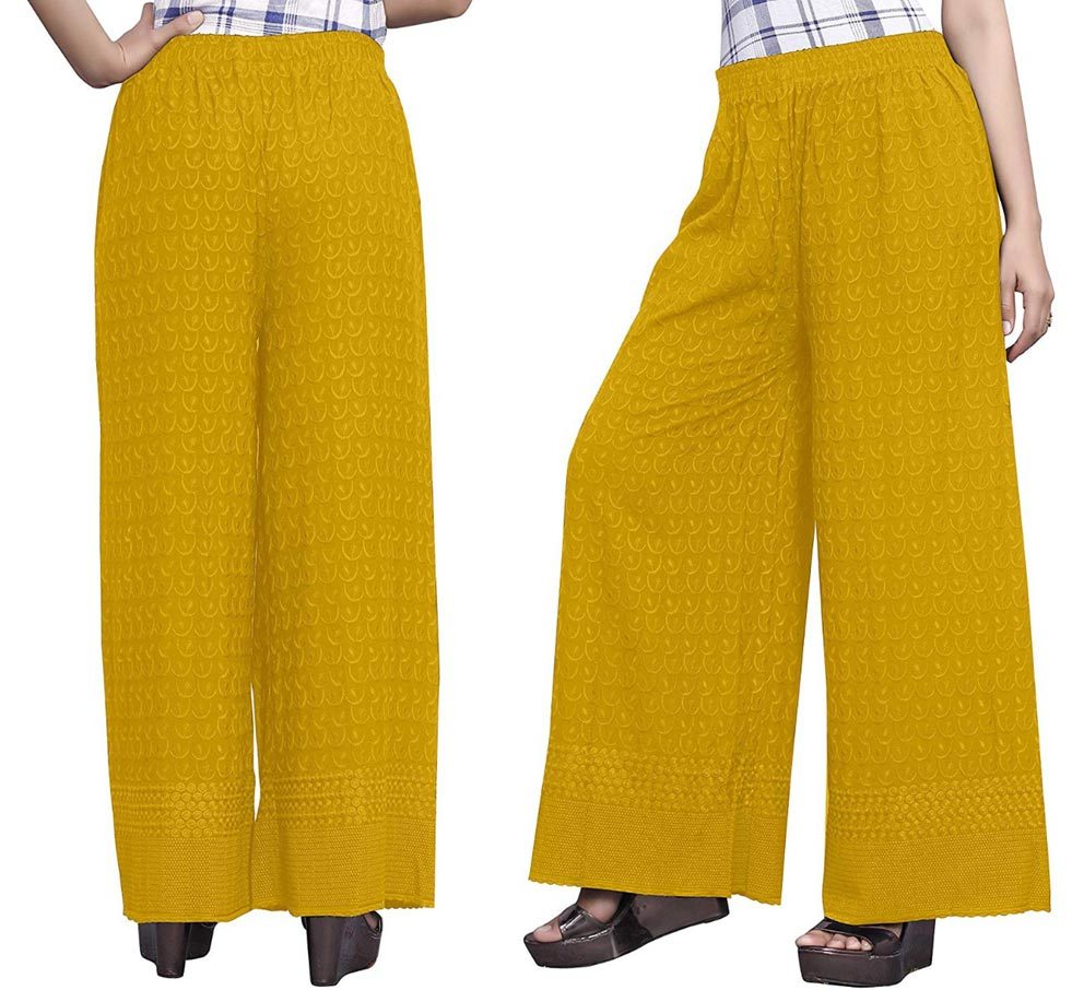 Chikankari Palazzo Bottom Wear Wholesaler - Chikankari Fabric, Free Size, All Season, Plus Size | Features: Cool Dry, Dry Cleaning, Washable, Customized Logo