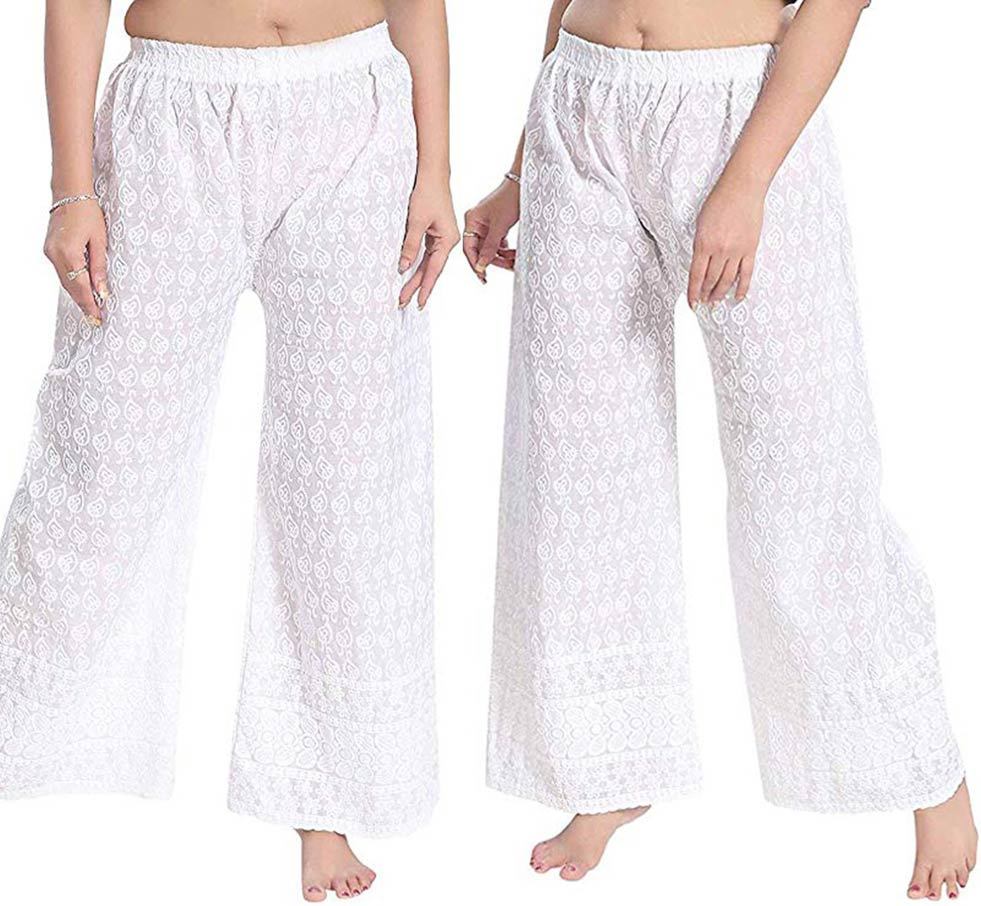 Chikankari Palazzo Bottom Wear Wholesaler - Chikankari Fabric, Free Size, All Season, Plus Size | Features: Cool Dry, Dry Cleaning, Washable, Customized Logo