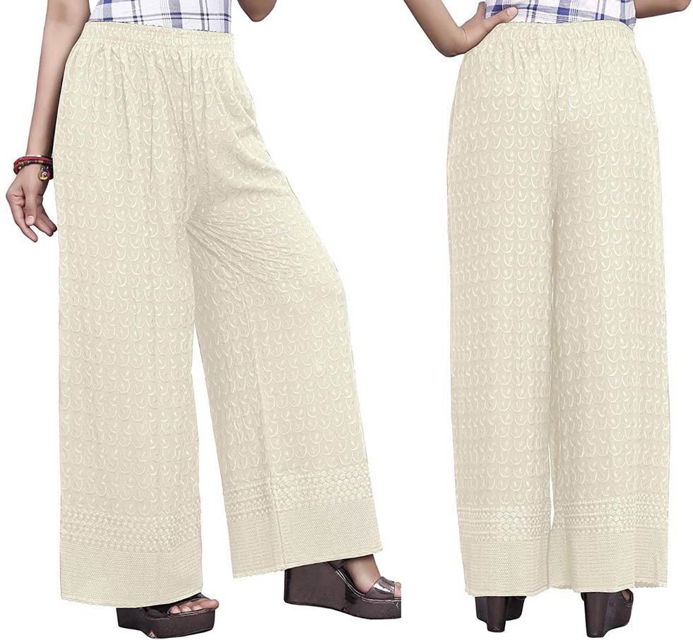 Chikankari Palazzo Bottom Wear Wholesaler - Chikankari Fabric, Free Size, All Season, Plus Size | Features: Cool Dry, Dry Cleaning, Washable, Customized Logo