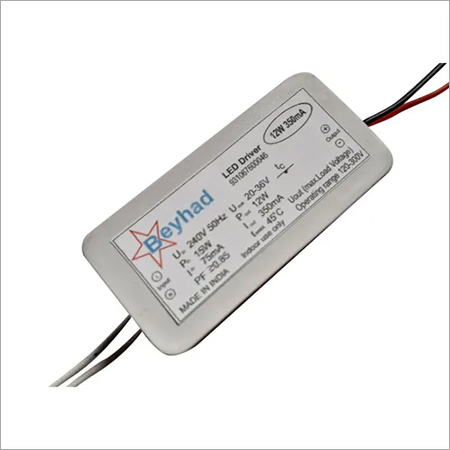 12w LED Driver - 65x30x25mm, 220-240Vac Input, 350mA Output, 60Vdc OCV | Surge Protection, Short Circuit Protection, Indoor Use Only, Industrial Application
