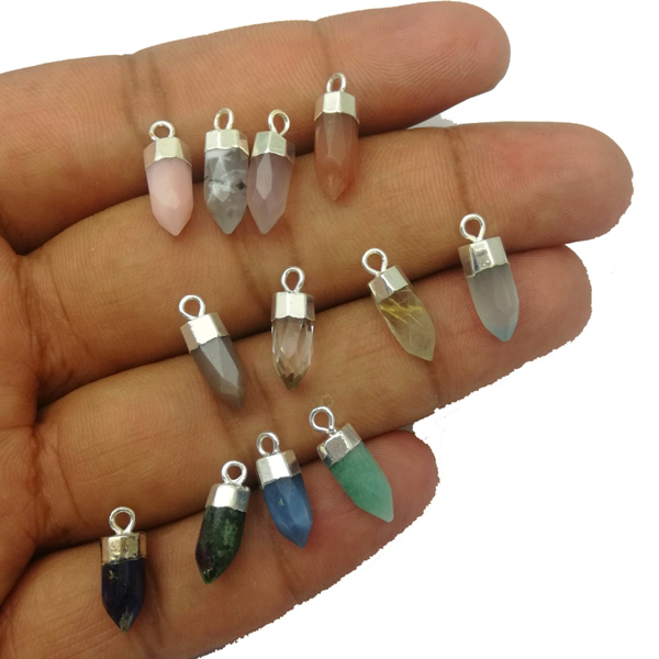 Gemstone Little Spike Silver Cap Pendant Size: 5x13mm