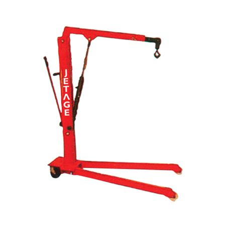 Hydraulic Crane - Steel, 2.5 Meters Height, 1 Ton Capacity, Caster Wheels - Red, 100 Kg Weight