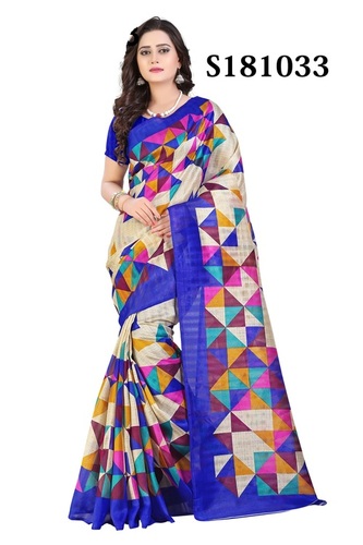 स्प्रिंग कलरफुल फैंसी प्रिंटेड भागलपुरी सिल्क साड़ी