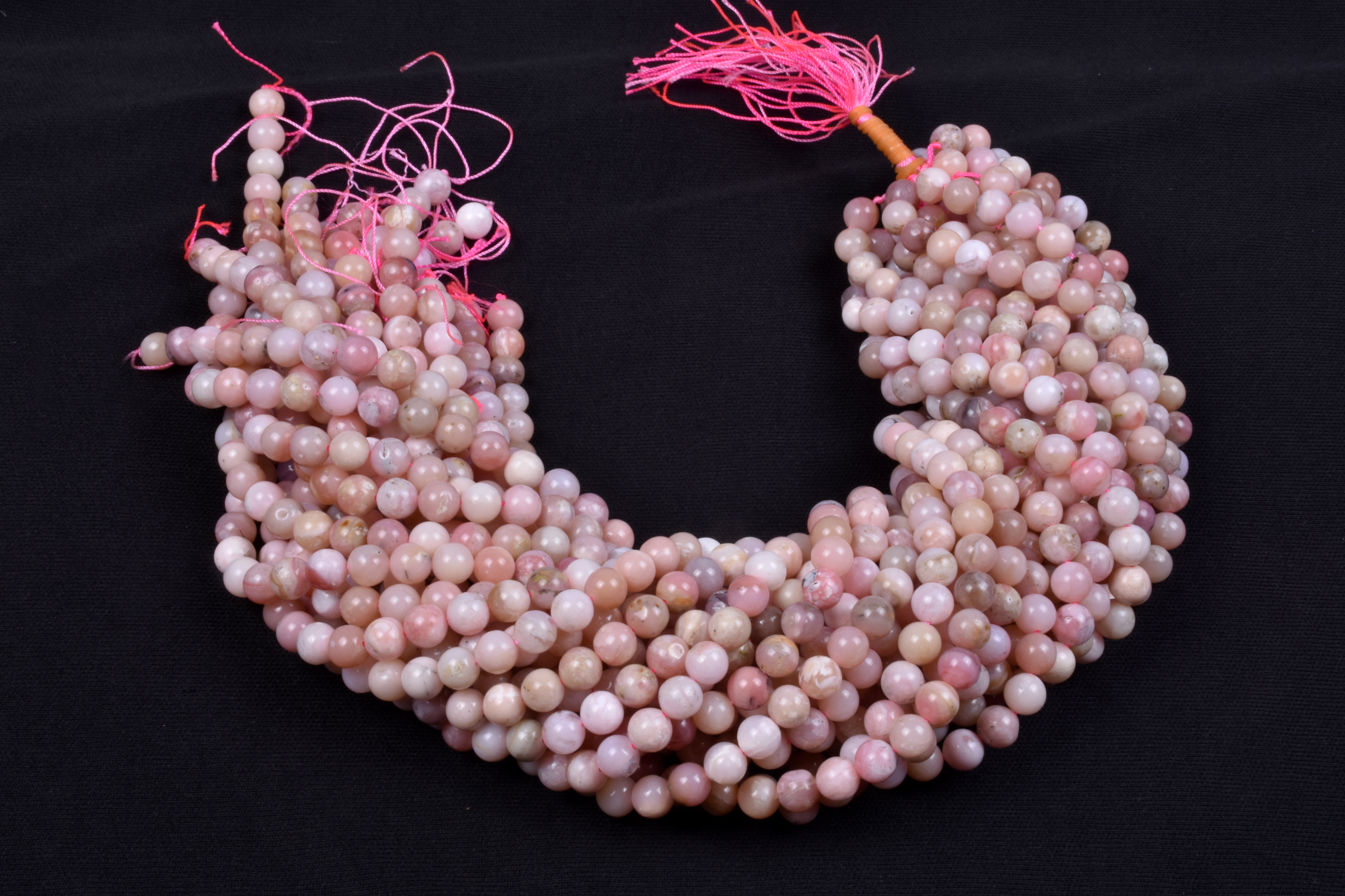 Pink Opal Beads - 8mm Smooth Round Beads, 15 Inch String With 1mm Hole
