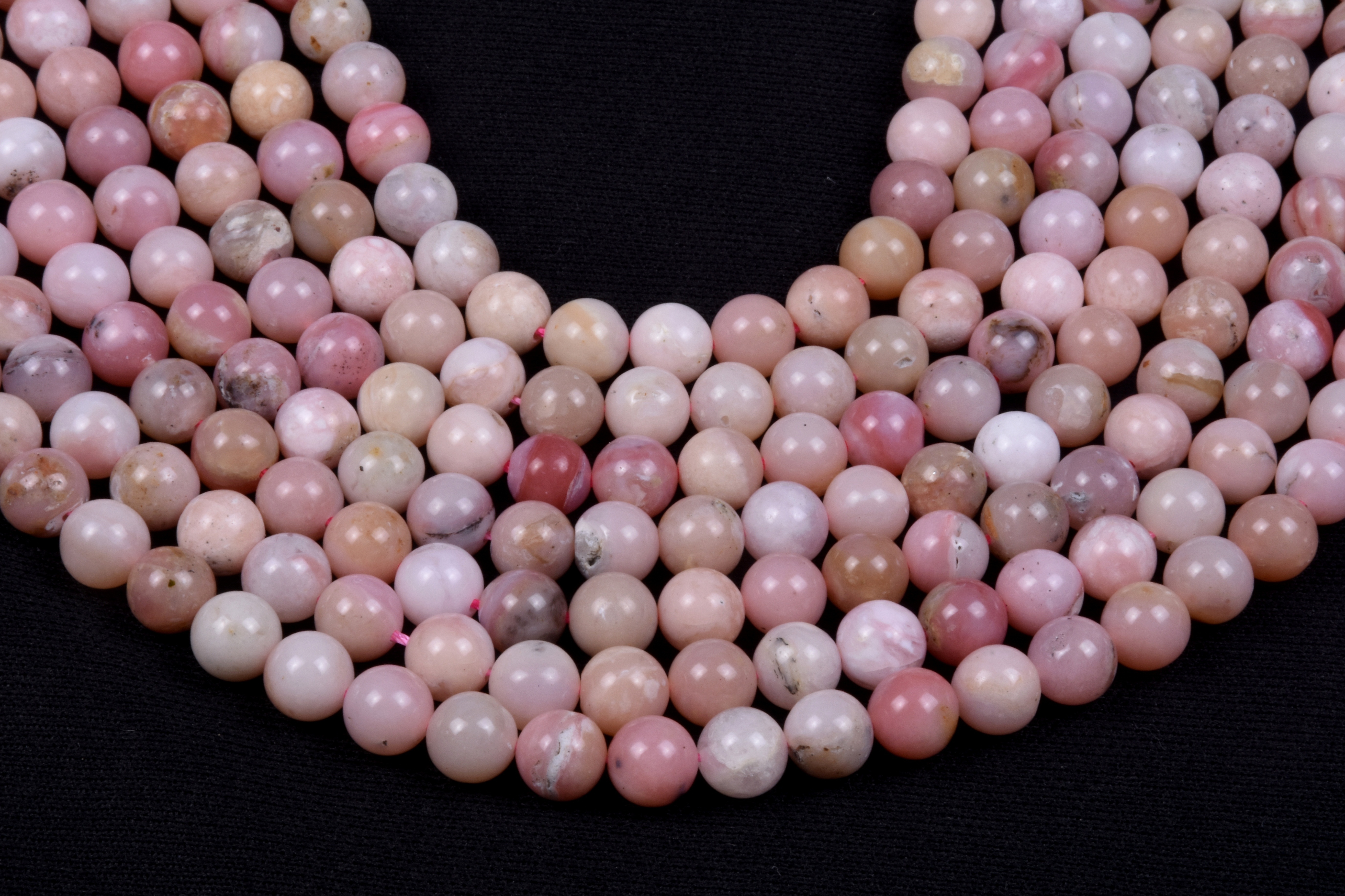 Pink Opal Beads - 8mm Smooth Round Beads, 15 Inch String With 1mm Hole