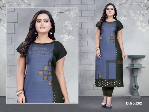 Crepe Kurti - American Crepe Fabric, M(38)-XXL(46) Sizes | Multi-Color Digital Print, Short Sleeve, Modern Ethnic Style for All Seasons